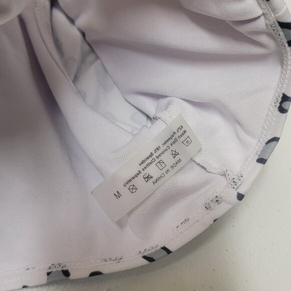 2 Piece Black & White Leopard Print Cap Style Sleeve Bikini sz M - Picture 4 of 8